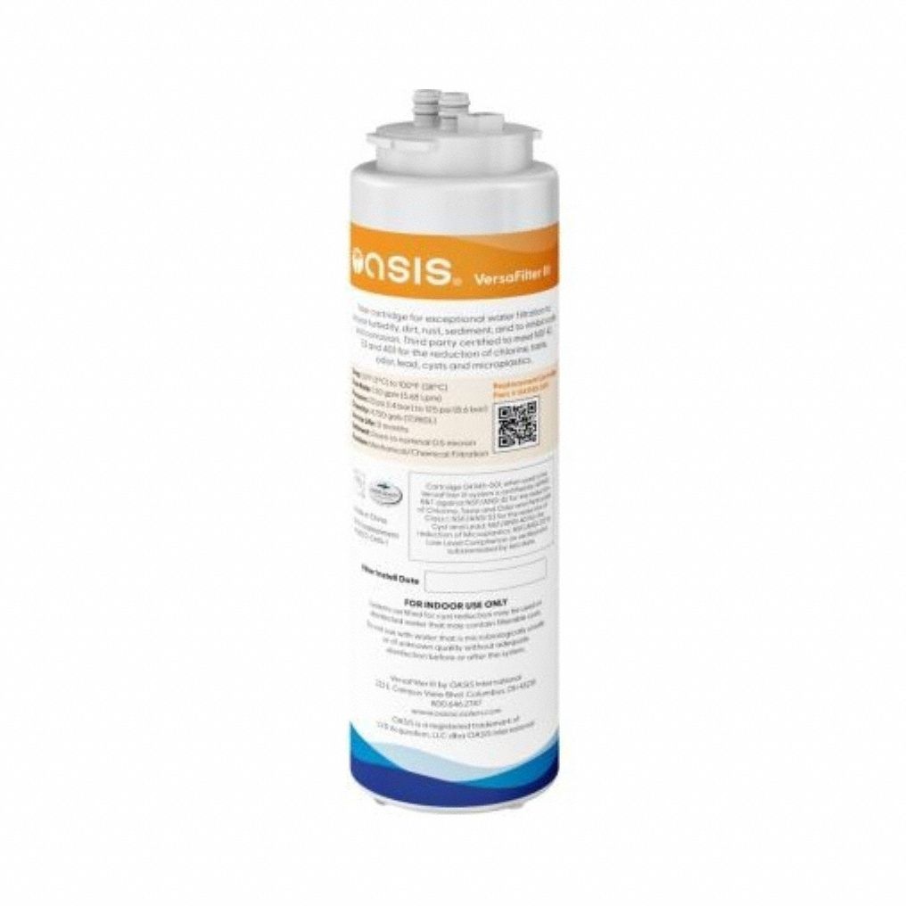 Quick-Connect Water Filter: 0.5 micron, 1.5 gpm, 4, 750 gal, 9 in Overall Ht, 3 in Overall Dia