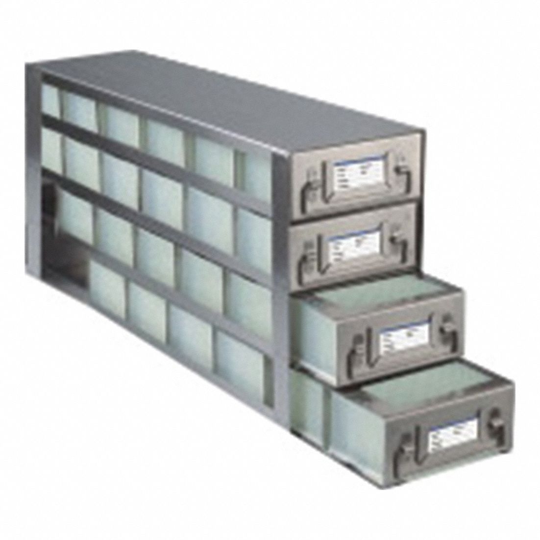 Freezer Rack: 21 1/2 in Overall Lg, 5 1/2 in Overall Wd, Stainless Steel, Pull Out Drawers