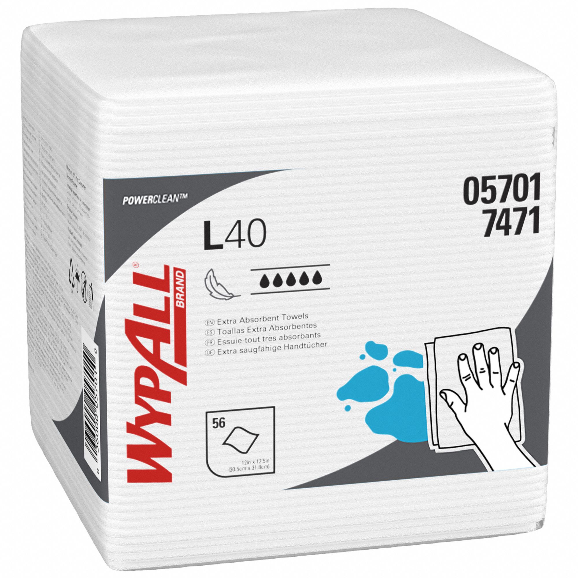 WIPERS L40 1/4 FOLD WH, 56 SHEETS,PK1