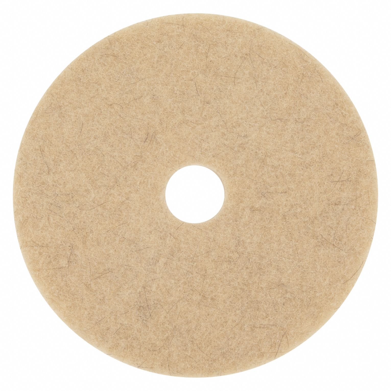 Burnishing Pad: Tan, 20 in Dia, Natural/Polyester Fiber, 3, 000 RPM Max Speed, Round, 5 PK
