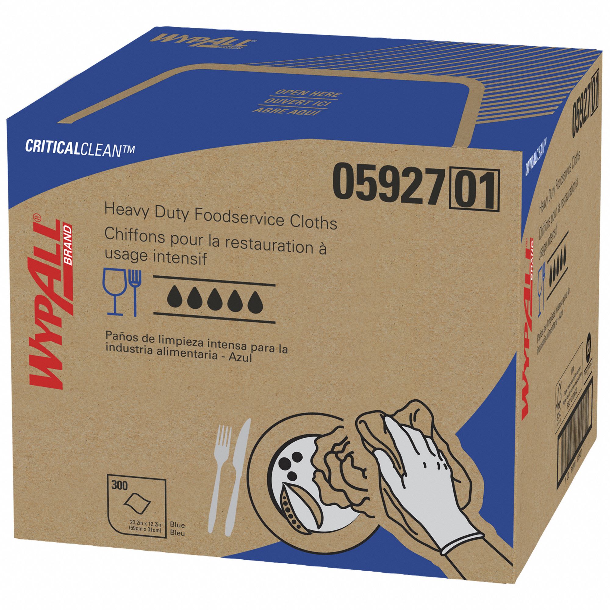 CHIFFONS X70 QUART PLIE BLEU 300/CS