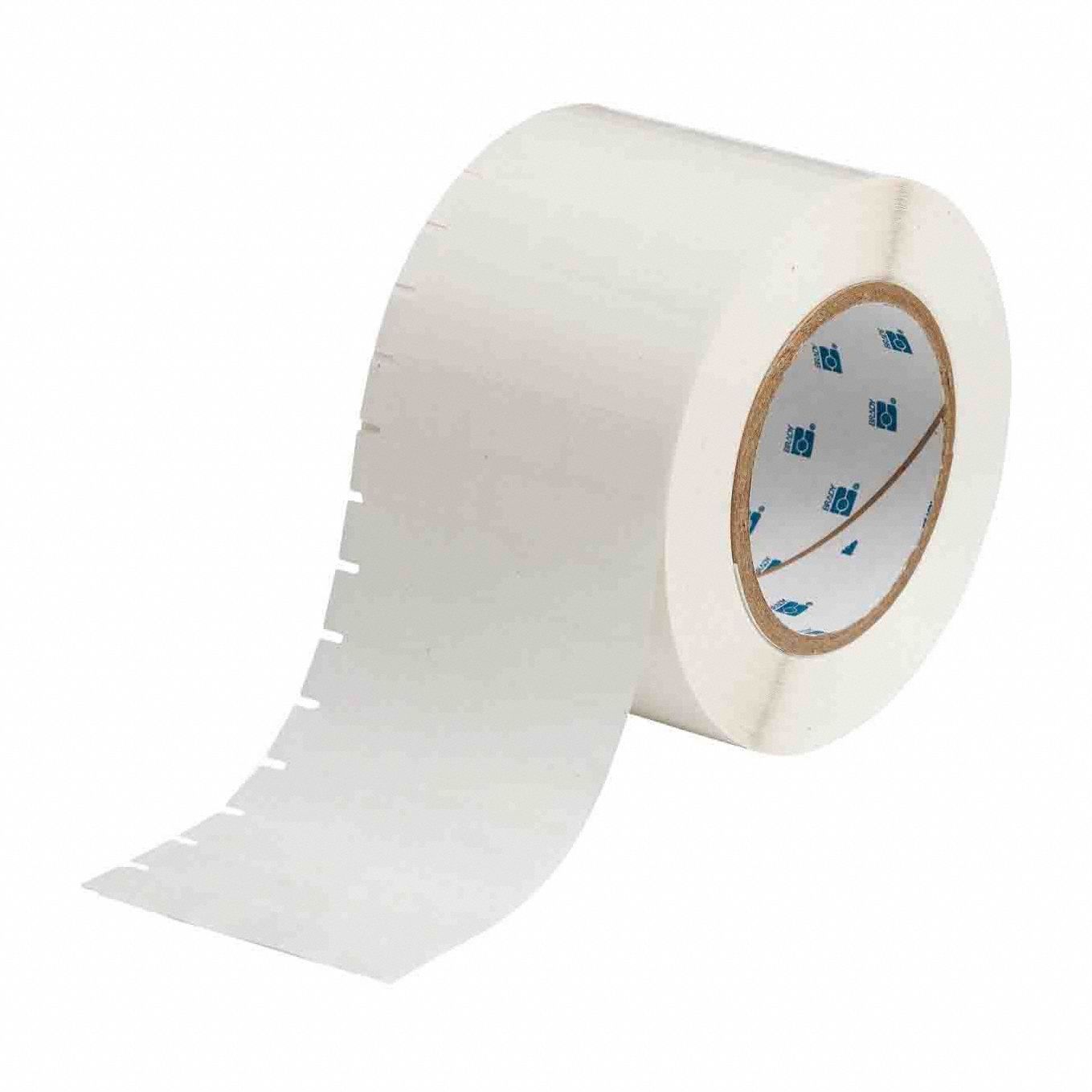 Pre-Cut Label Stock Roll: 1/2 in Label Ht, 1 in Label Wd, 1/2 in Roll Lg, Autoclavable Polyester