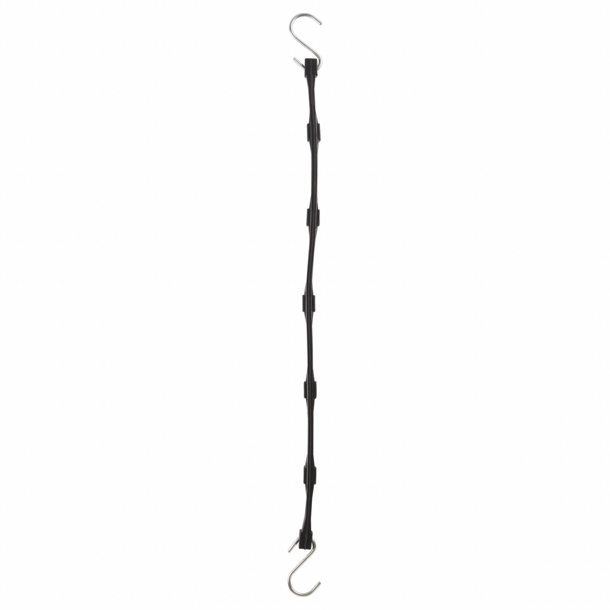 Bungee Strap: S-Hook, 2 in Hook Lg, Rubber, 3/4 in Wd, 24 in Lg, Black