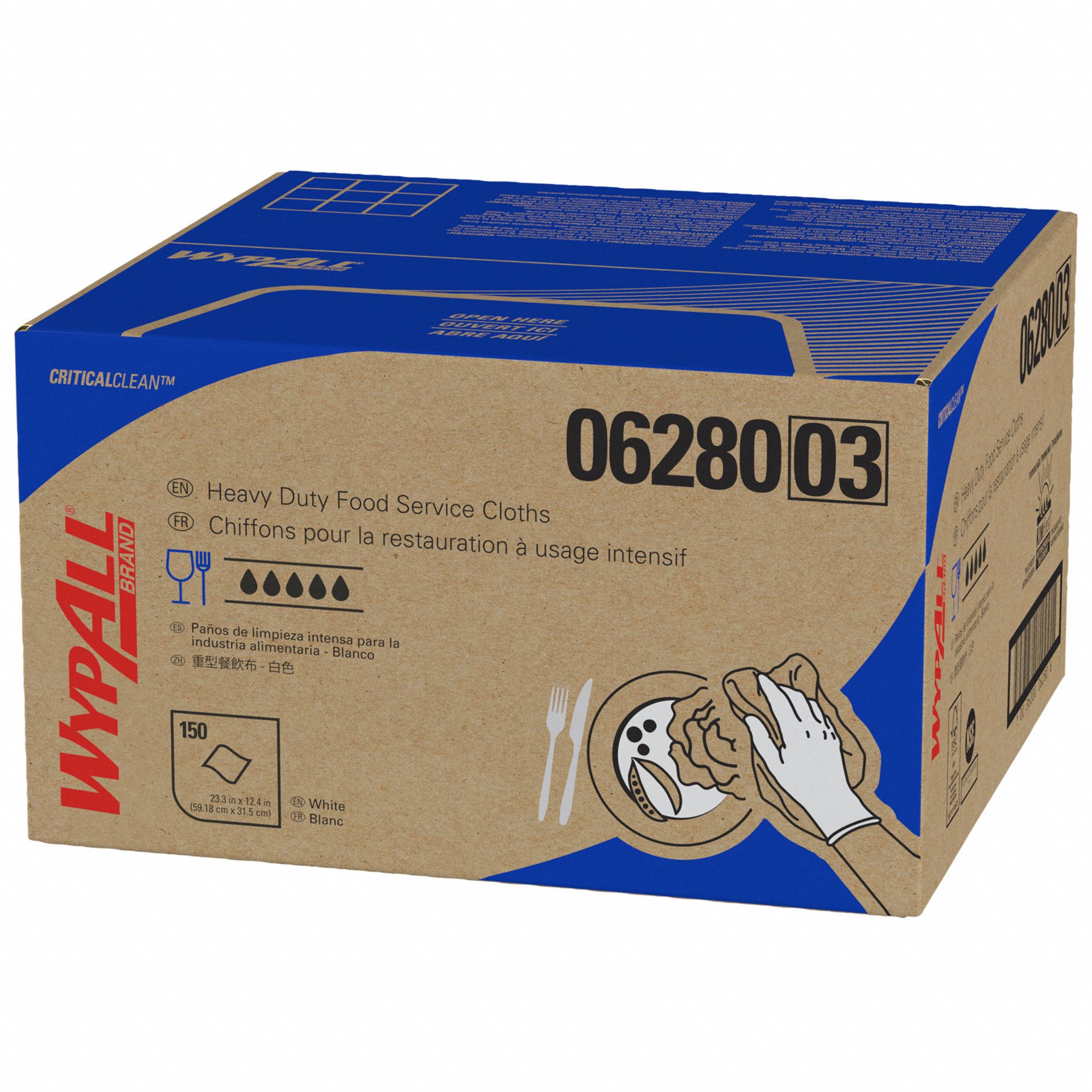 DRY WIPE, ¼ FOLD, WYPALL X80, 12¼ IN X 23½ IN SHEET SIZE