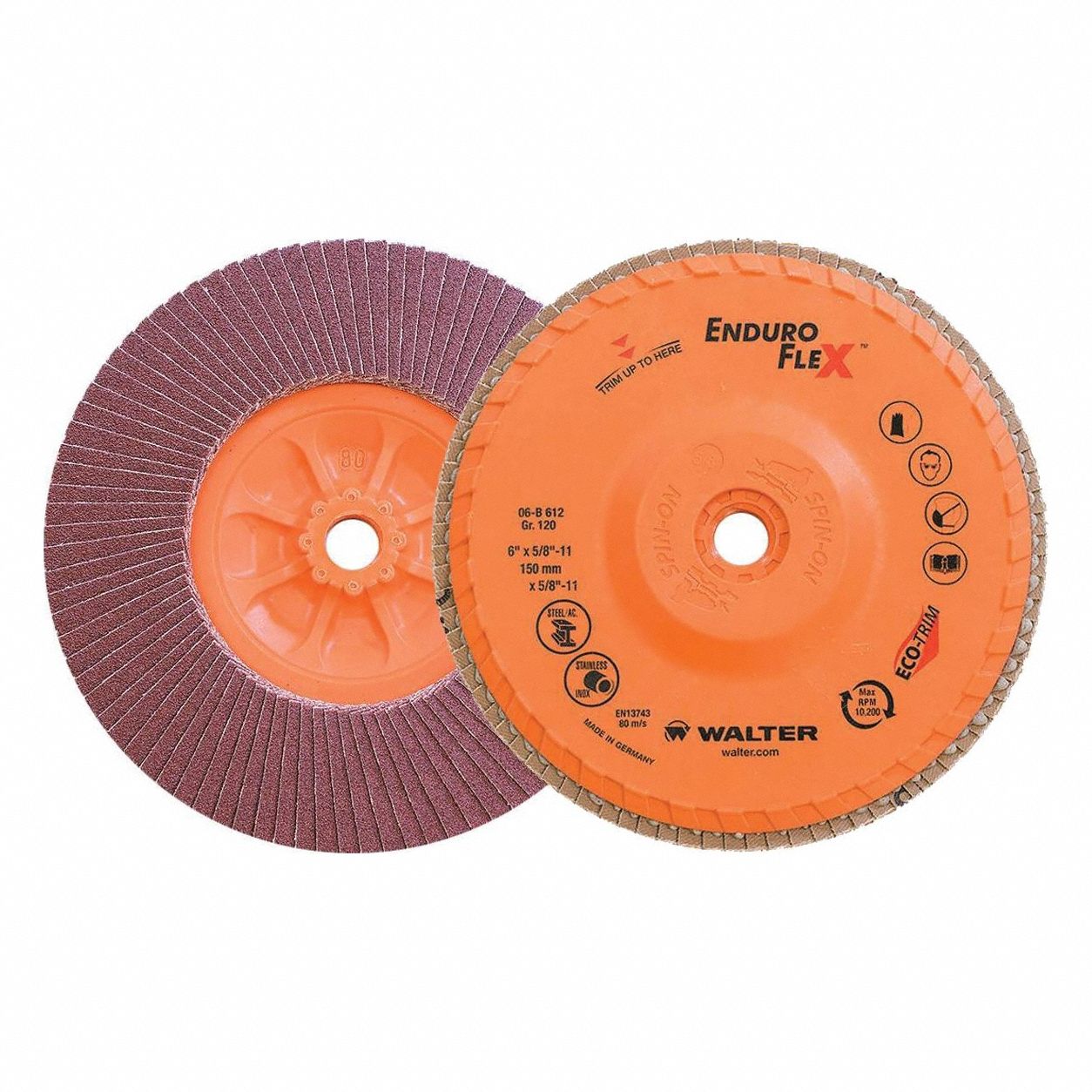 Flap Disc: Type 27, 6" x 5/8"-11, Zirconia Alumina, 120 Grit