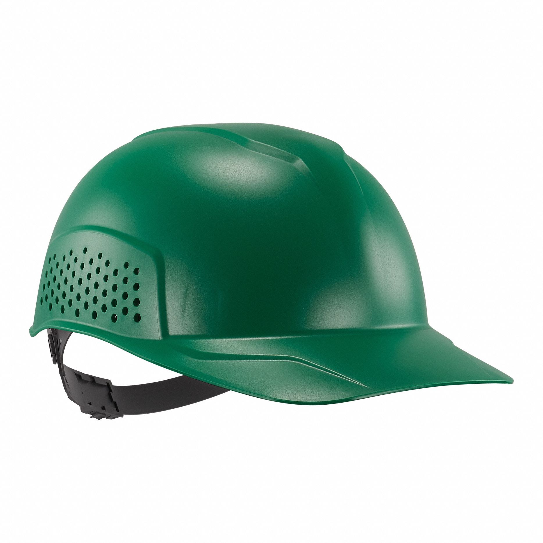 Bump Cap: Green, Ratchet, Head Protection Venting, Polyethylene, SKULLERZ BY ERGODYNE, Solid