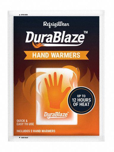 Hand Warmer: Hand Warmer, Air-Activated, Up to 12 hr, 15-30 min, 140°F Avg Temp, 7 in Wd