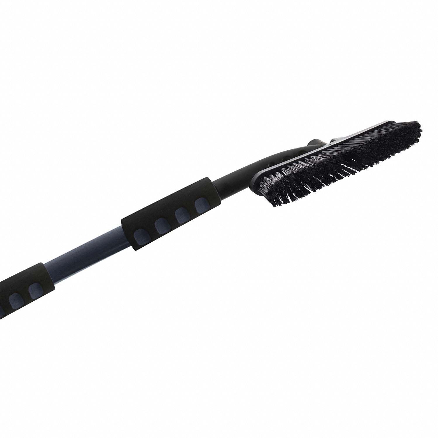 Snow Brush and Scraper: Adj Handle, 11 in Brush Head Wd, 4 in Scraper Blade Wd, Aluminum