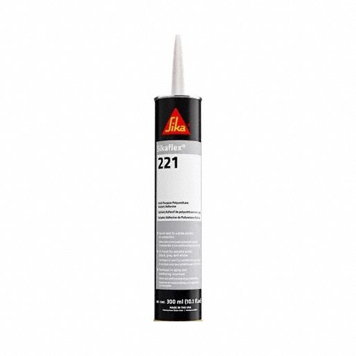 Polyurethane Sealant: Sikaflex 221, White, 10 oz Container Size, Cartridge
