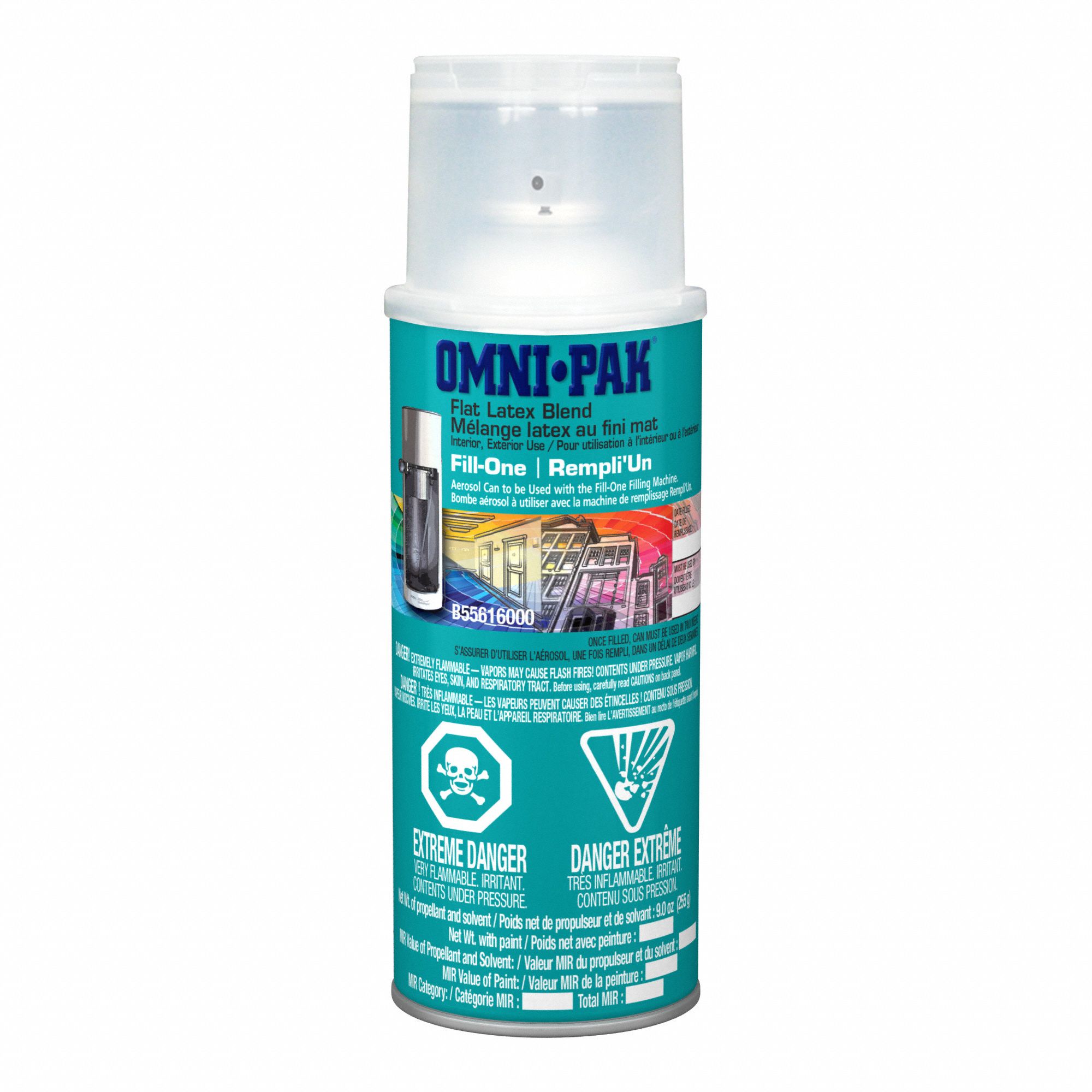 Aerosol Paint Can Blends: Aerosol Can, Water, 16 oz Container Size, Flat Latex