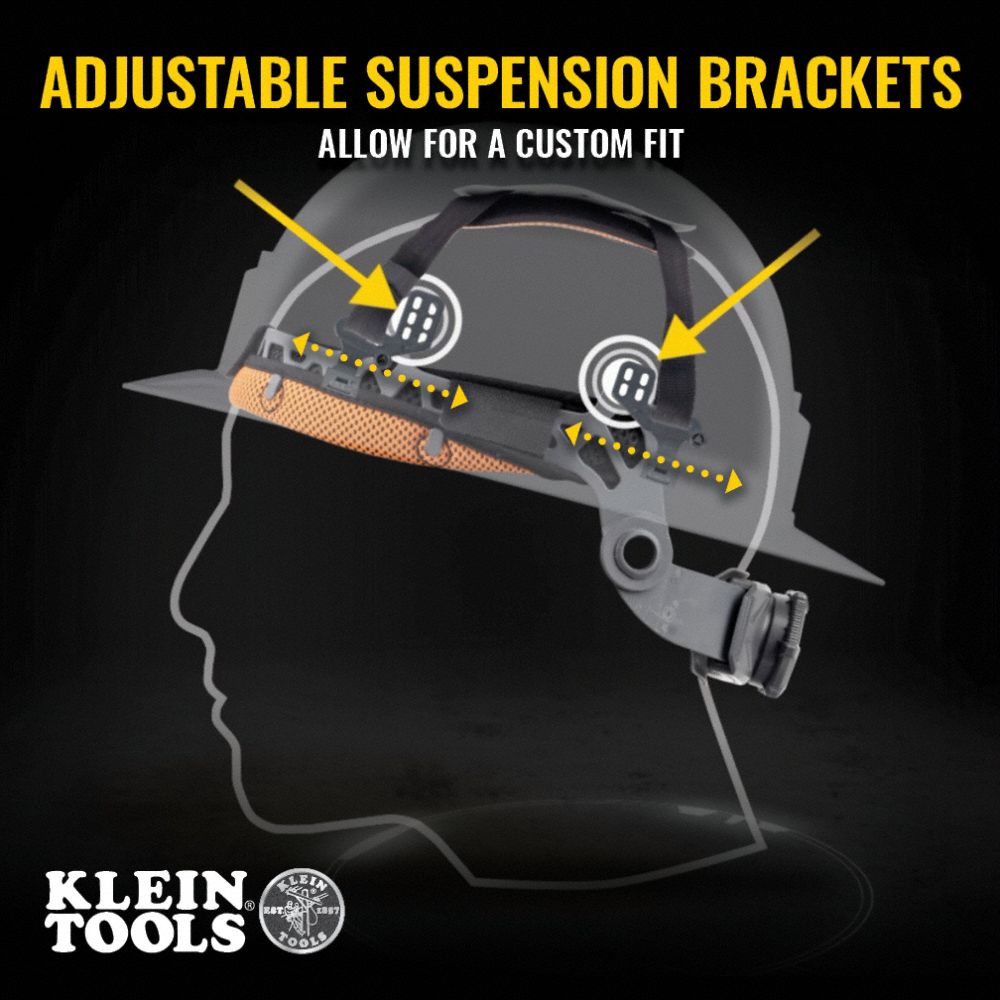 Hard Hat: ANSI Classification Type 1, Class E, Full Brim Head Protection, Gray