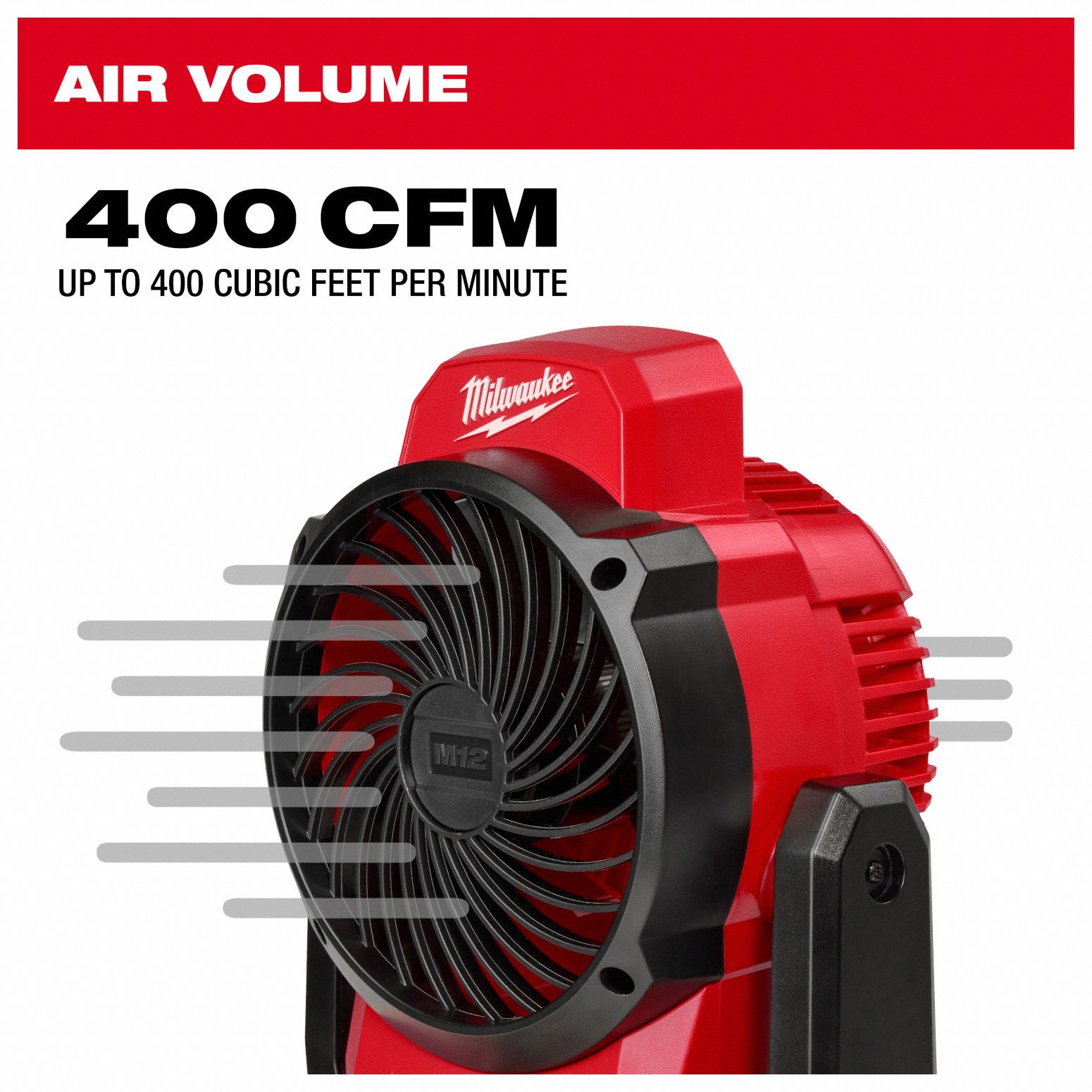 MILWAUKEE Cordless Jobsite Fan M12, Bare Tool, 6 in Blade Dia., 3