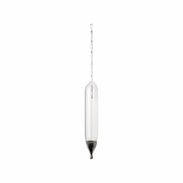 Hydrometer: Alcohol Proof Plain Form, 75/95% Range, 0.002, Glass, +/-0.2% Accuracy