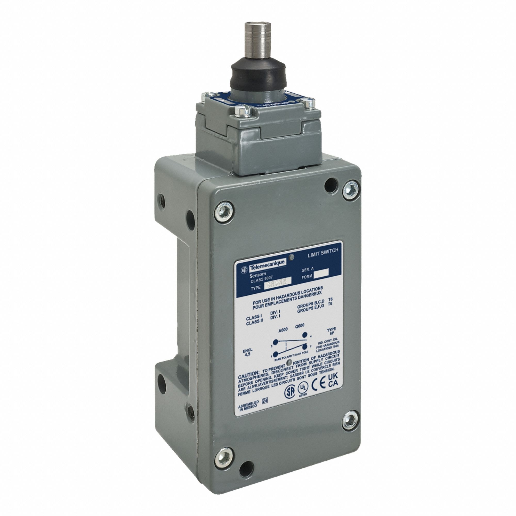 Hazardous Location Limit Switch: Plunger, Metallic, 9007CR, 2NO/2NC