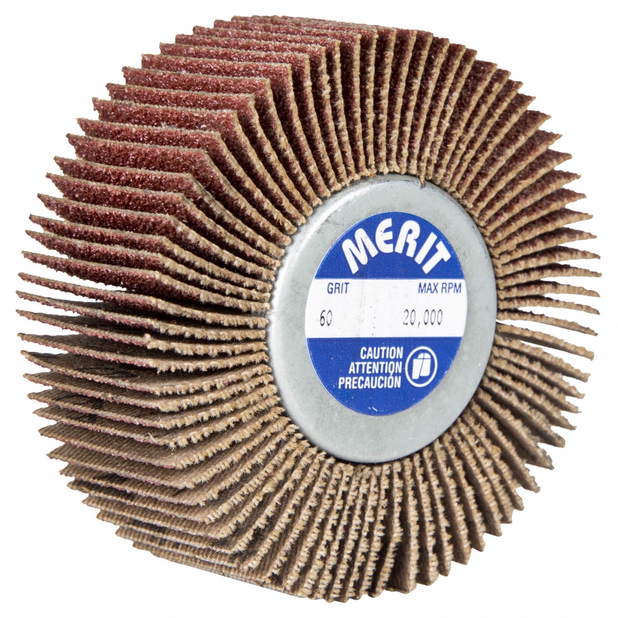 Flap Wheel: 3 in Dia x 1 in W, 1/4"-20 Threaded-Shank, Aluminum Oxide, P80 Grit, Super Finish