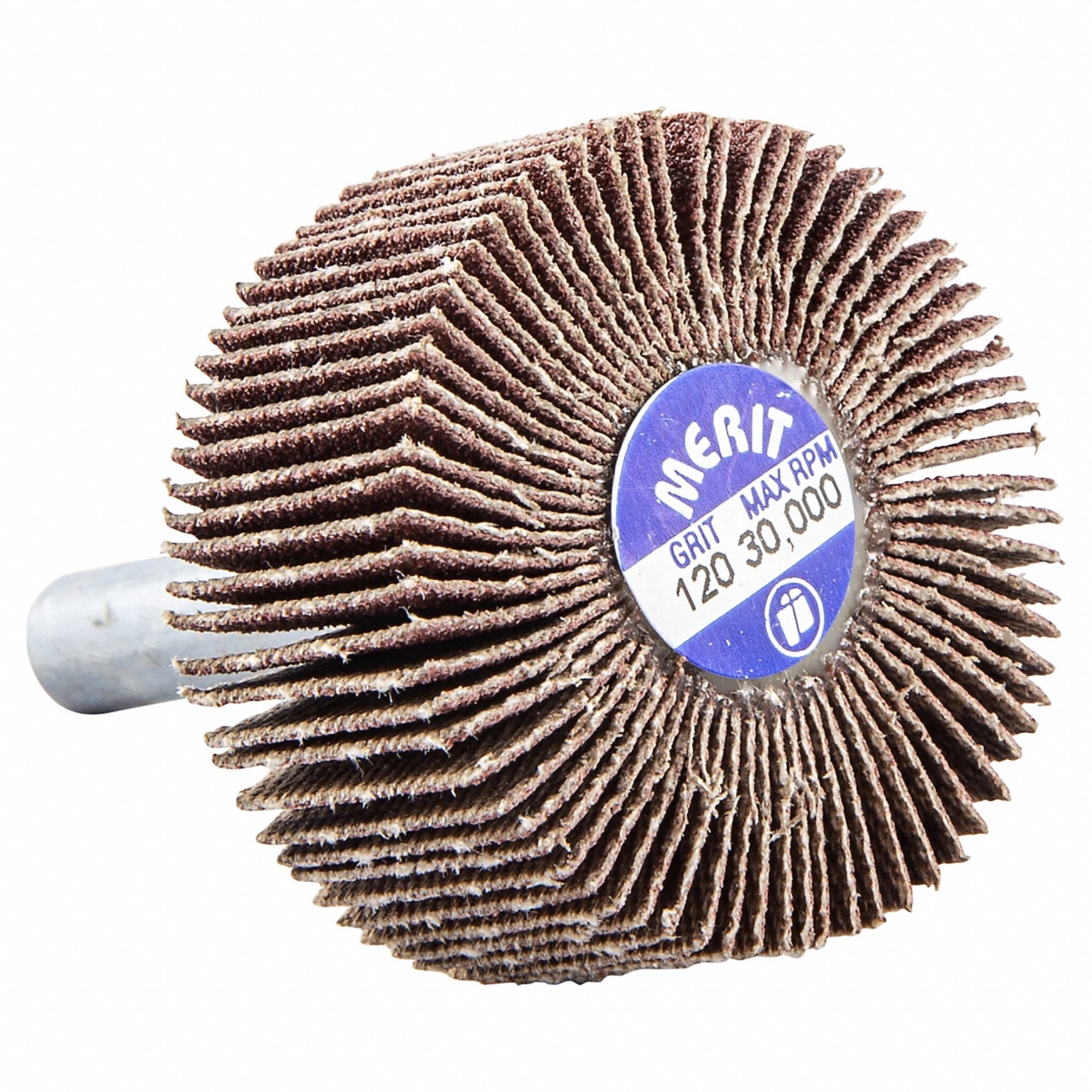 MERIT, 1 3/8 in Dia x 5/8 in W, 1/4 in StraightShank, Flap Wheel