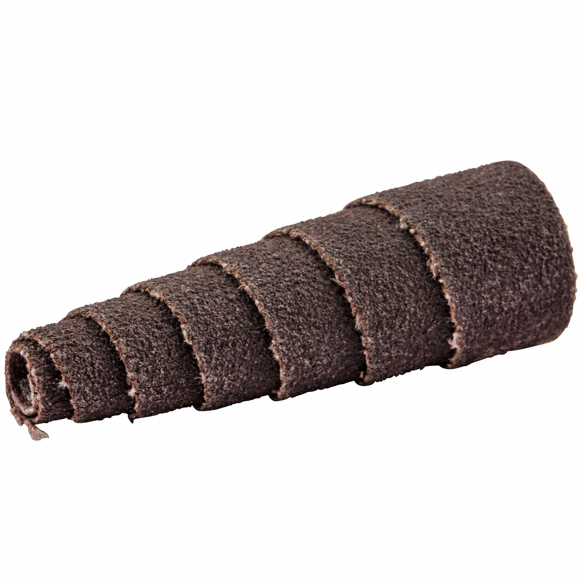 Cartridge Roll: Tapered, 1/2 in Dia x 1 1/2 in L, 1/8 in Pilot, Aluminum Oxide, 180 Grit, R228
