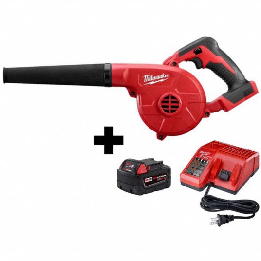 MILWAUKEE M18 REDLITHIUM 100 cfm Max. Air Flow Battery Powered Handheld Leaf Blower Kit 388RL9 0884 20 48 59 1850 Grainger