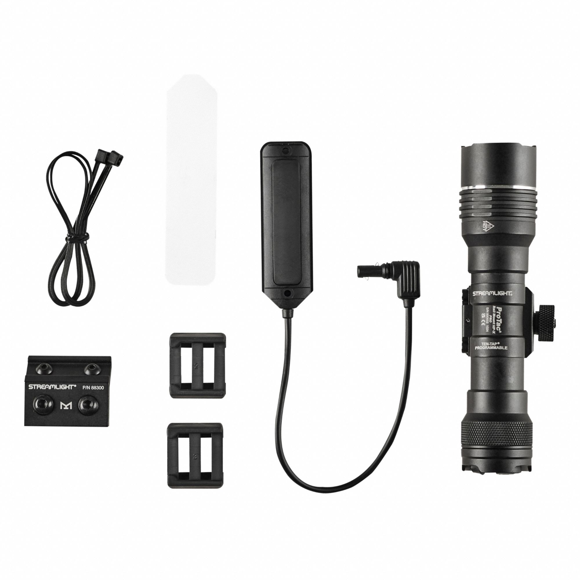 Long Gun Light: Rechargeable, 800 lm Max Brightness, 2 hr Run Time at Max Brightness, Black, Adj