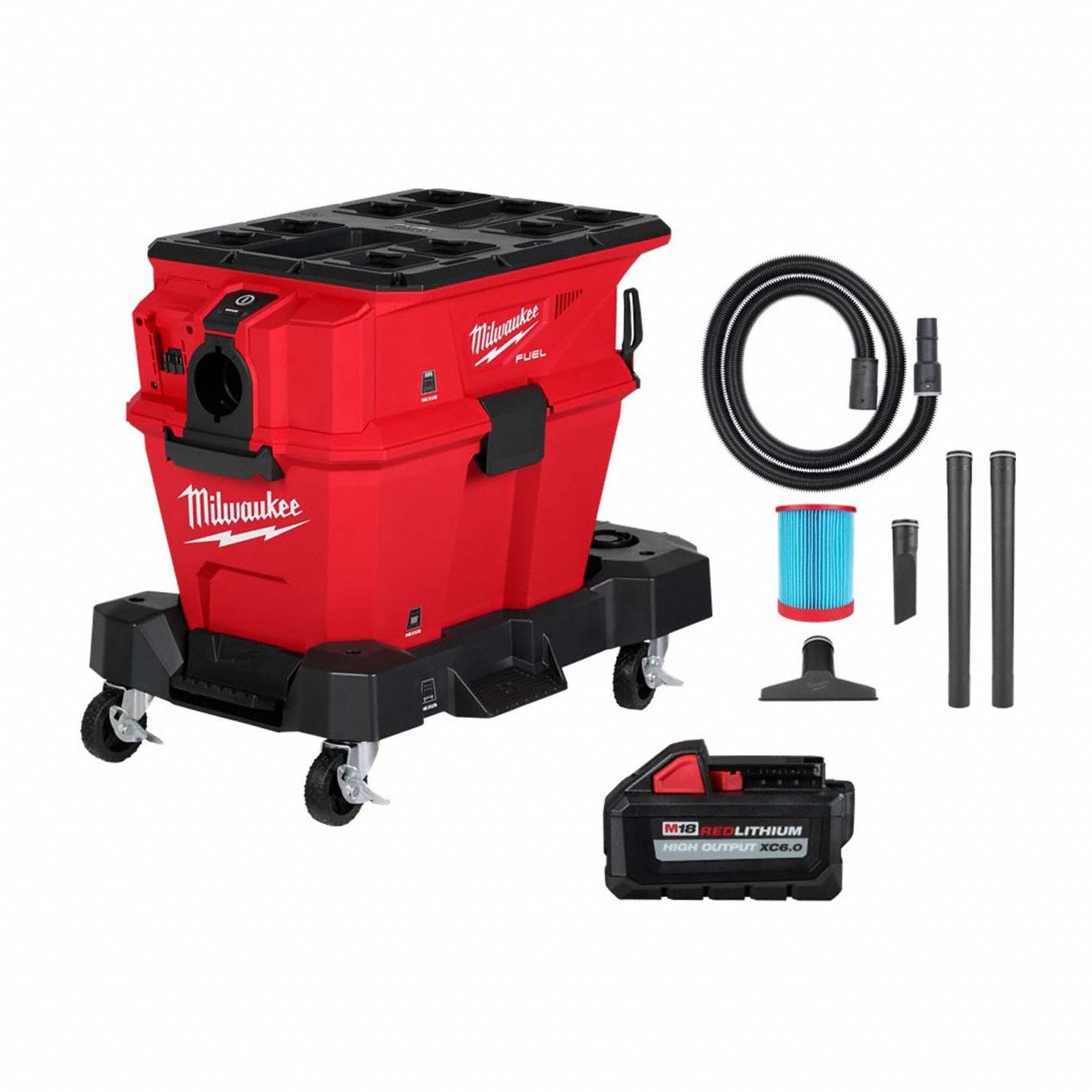 Shop Vacuum Kit: 6 gal Tank Size, Plastic, 2 in Vacuum Hose Dia, 9 ft Hose Lg, Wet/Dry