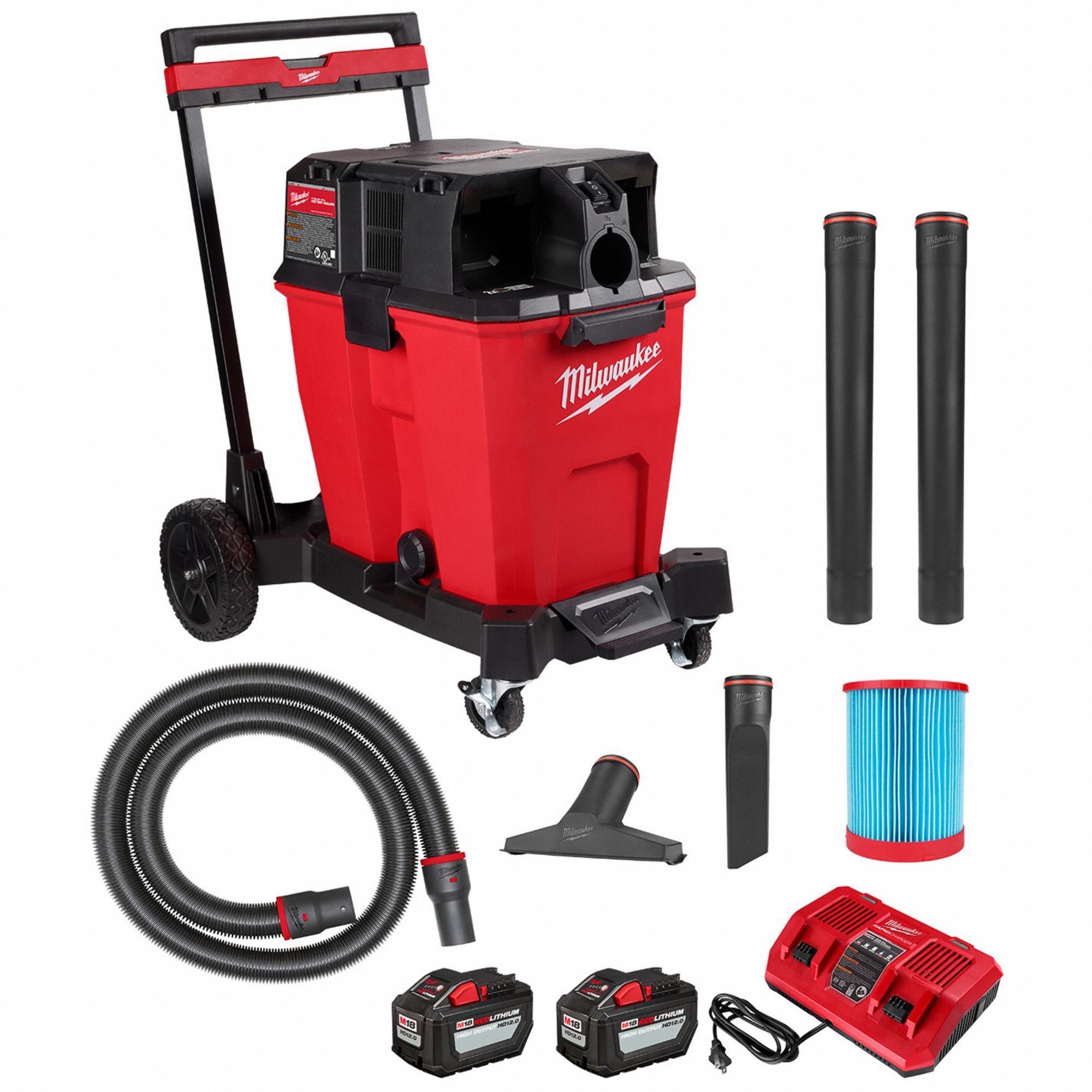 MILWAUKEE Wet/Dry Vacuum Kit 12 gal Tank Size, Plastic, 2 1/2 in