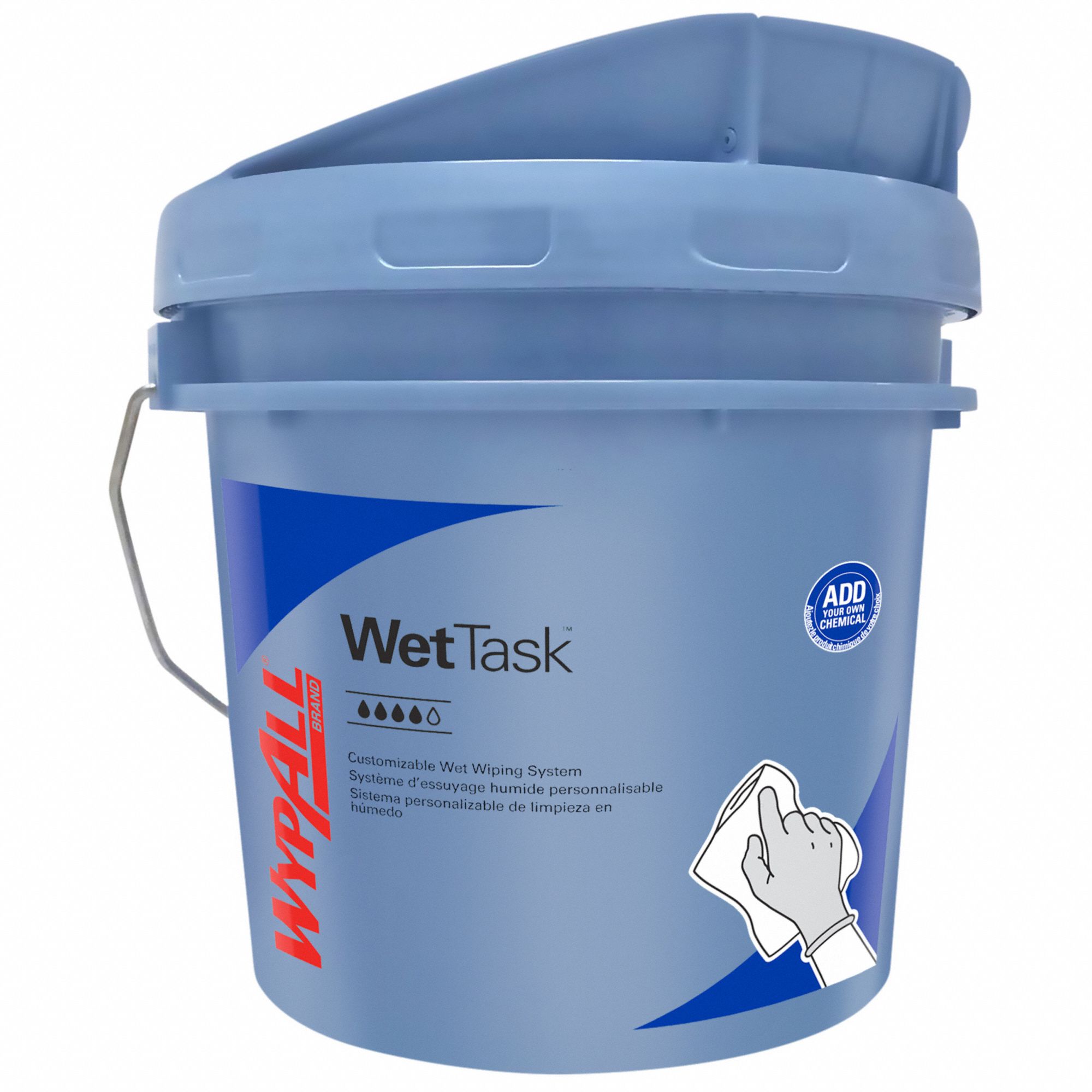BUCKET DISPENSER, SURFACE, (275) WIPES CAPACITY, PLASTIC, BLUE, 2 PK