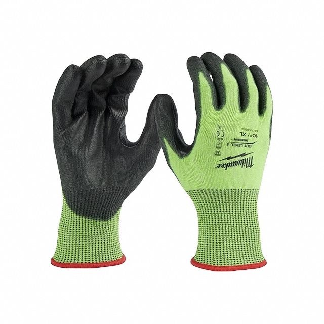 Work Gloves: XL ( 10 ), ANSI Cut Level A5, Palm, Dipped, Polyurethane, Polyester ( 13 ga )