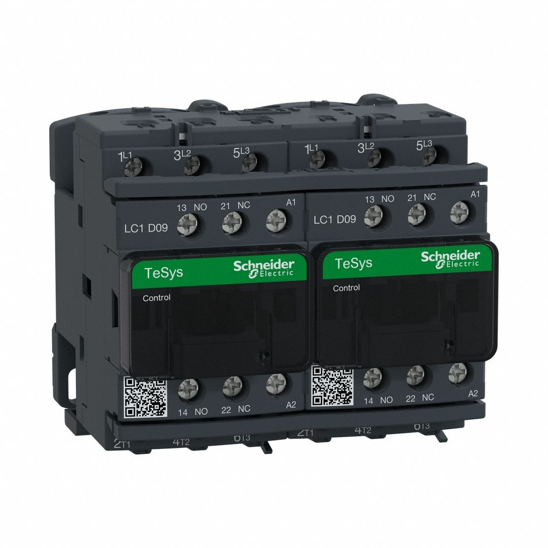 IEC Magnetic Contactor: Reversing, 3 Poles, 3NO Contacts, 9 A, 24V AC Coil, 1NO/1NC