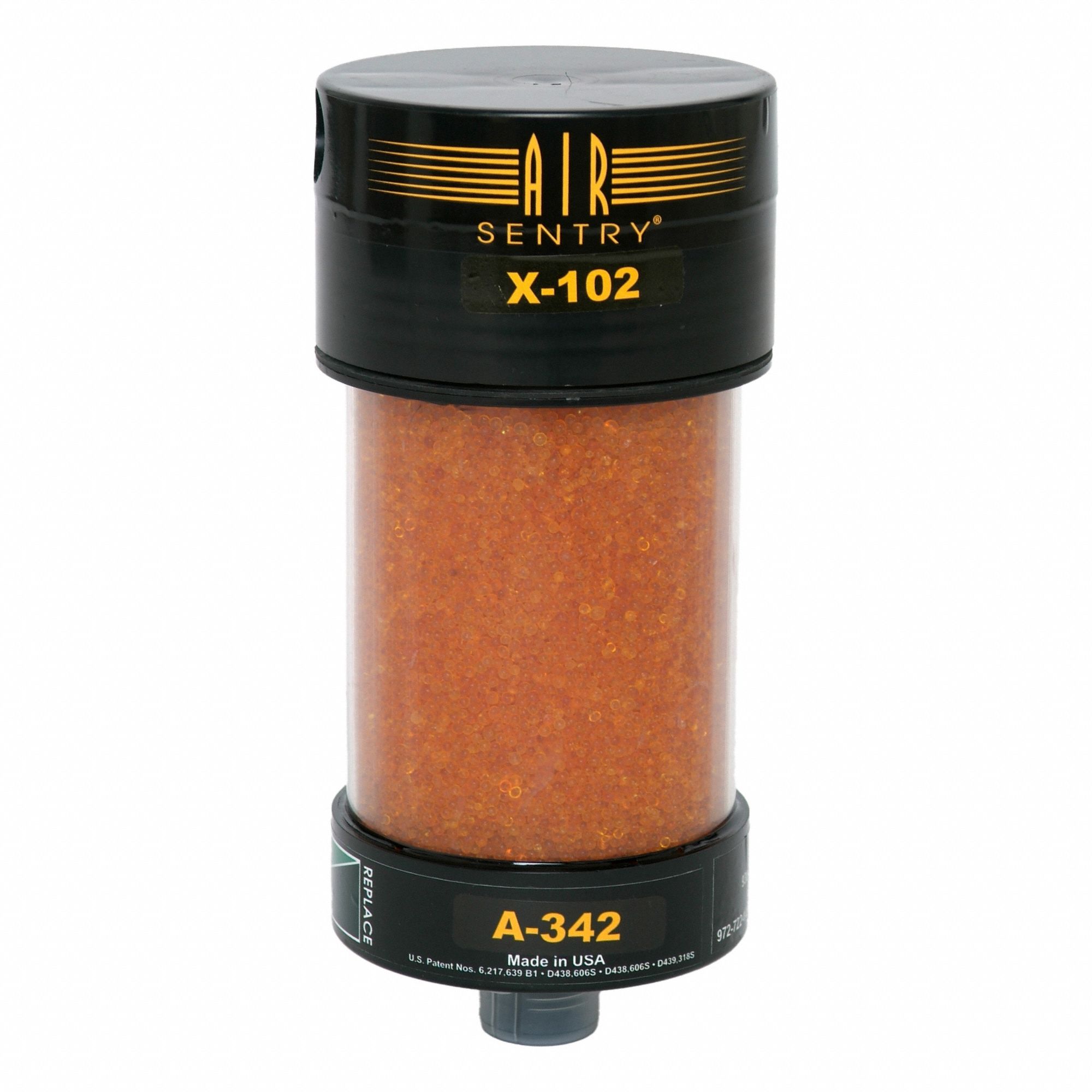 Desiccant Breather Replacement Cartridge: Silica Gel, 2 Micron Rating, 8 in Overall Lg