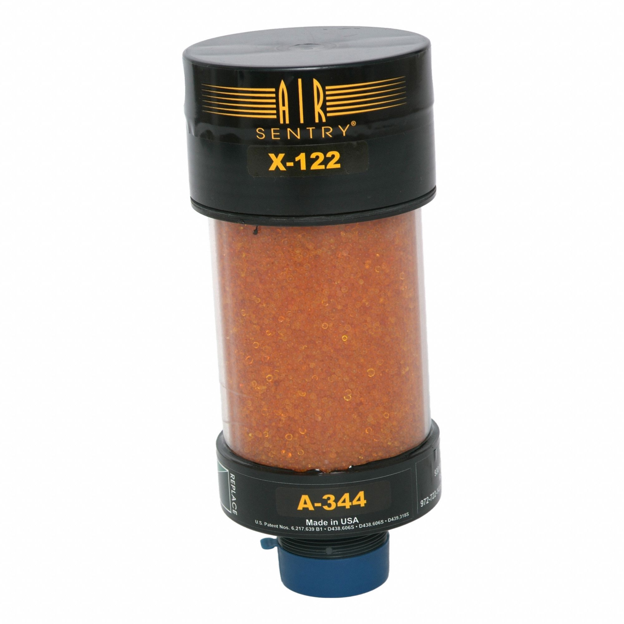 Desiccant Breather Replacement Cartridge: Silica Gel, 2 Micron Rating, 8 in Overall Lg