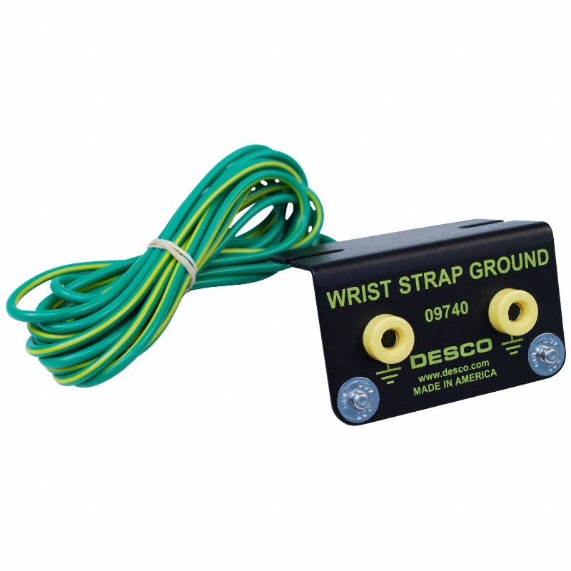 DESCO, 10 ft Cord Lg, Ring Terminal, Grounding Block - 9HZ19