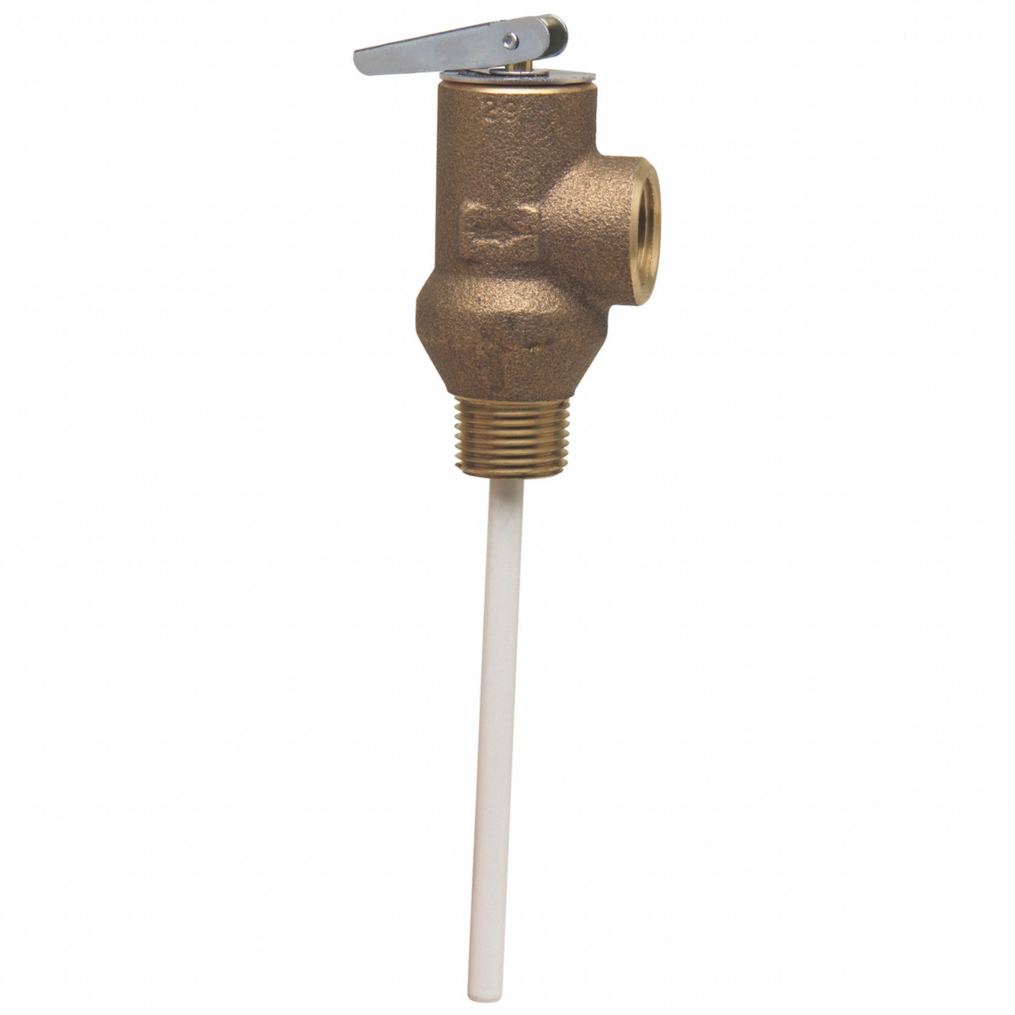 Temperature and Pressure Relief Valve: MNPT x FNPT, 1/2 in x 1/2 in Connection Size, Bronze