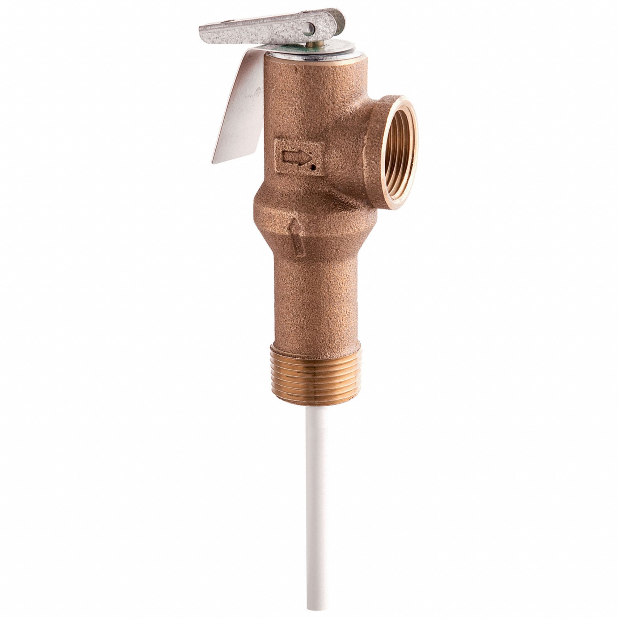 Temperature and Pressure Relief Valve: MNPT x FNPT, 3/4 in x 3/4 in Connection Size, Bronze