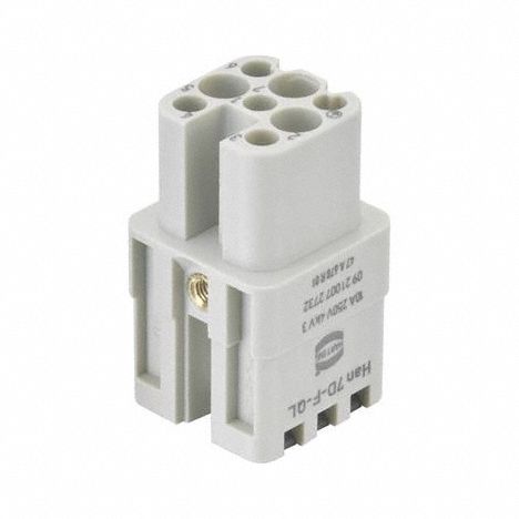 Industrial Rectangular Connector Insert: Han® D, Spring-Clamp, Female, 10 A Current Rating