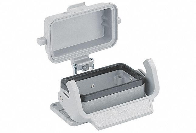 Rectangular Connector Housing: Size 16 B, Bulkhead Mount, Gray, Aluminum Die-Cast, IP65