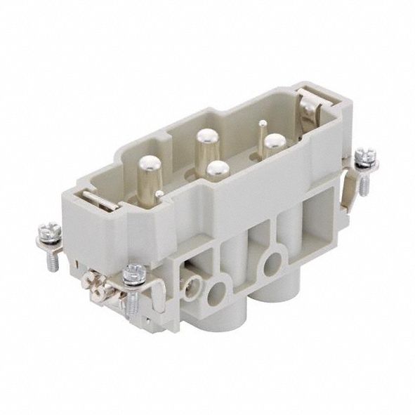 Industrial Rectangular Connector Insert: Han-Com®, Screw, Male, 80 A Current Rating, Gray