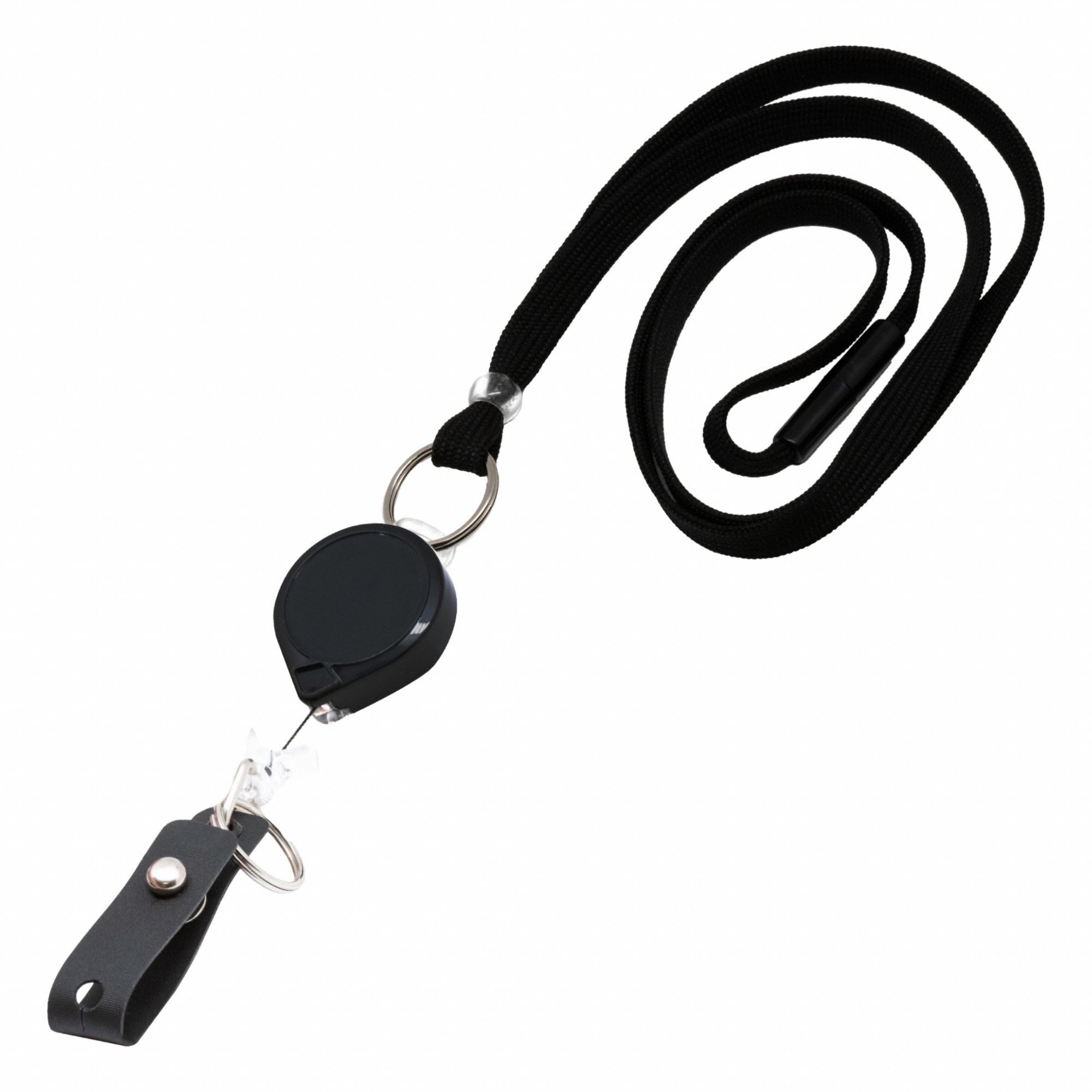 Badge Holder: Split Key Ring/Strap, Horizontal/Vertical, 1/2 in Badge Pouch Wd, 2 in Badge Pouch Ht