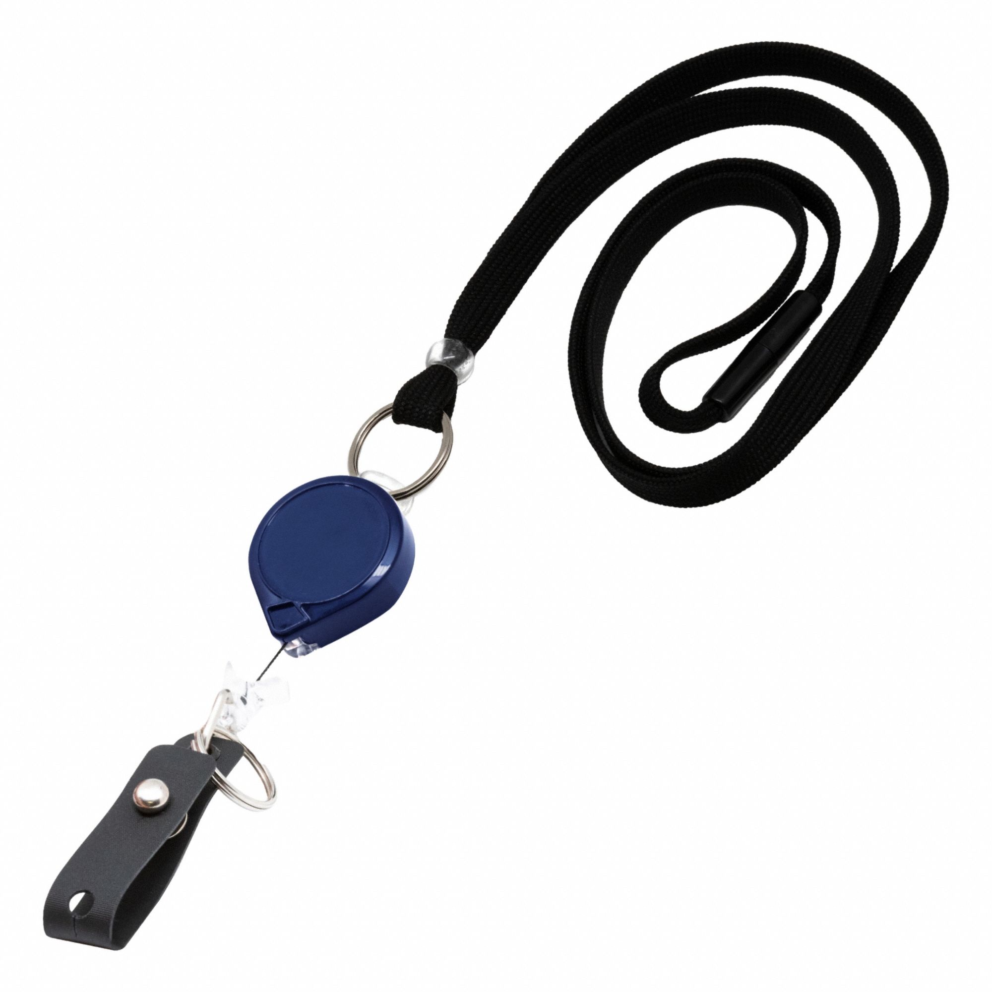 Badge Holder: Split Key Ring/Strap, Horizontal/Vertical, 1/2 in Badge Pouch Wd, 2 in Badge Pouch Ht