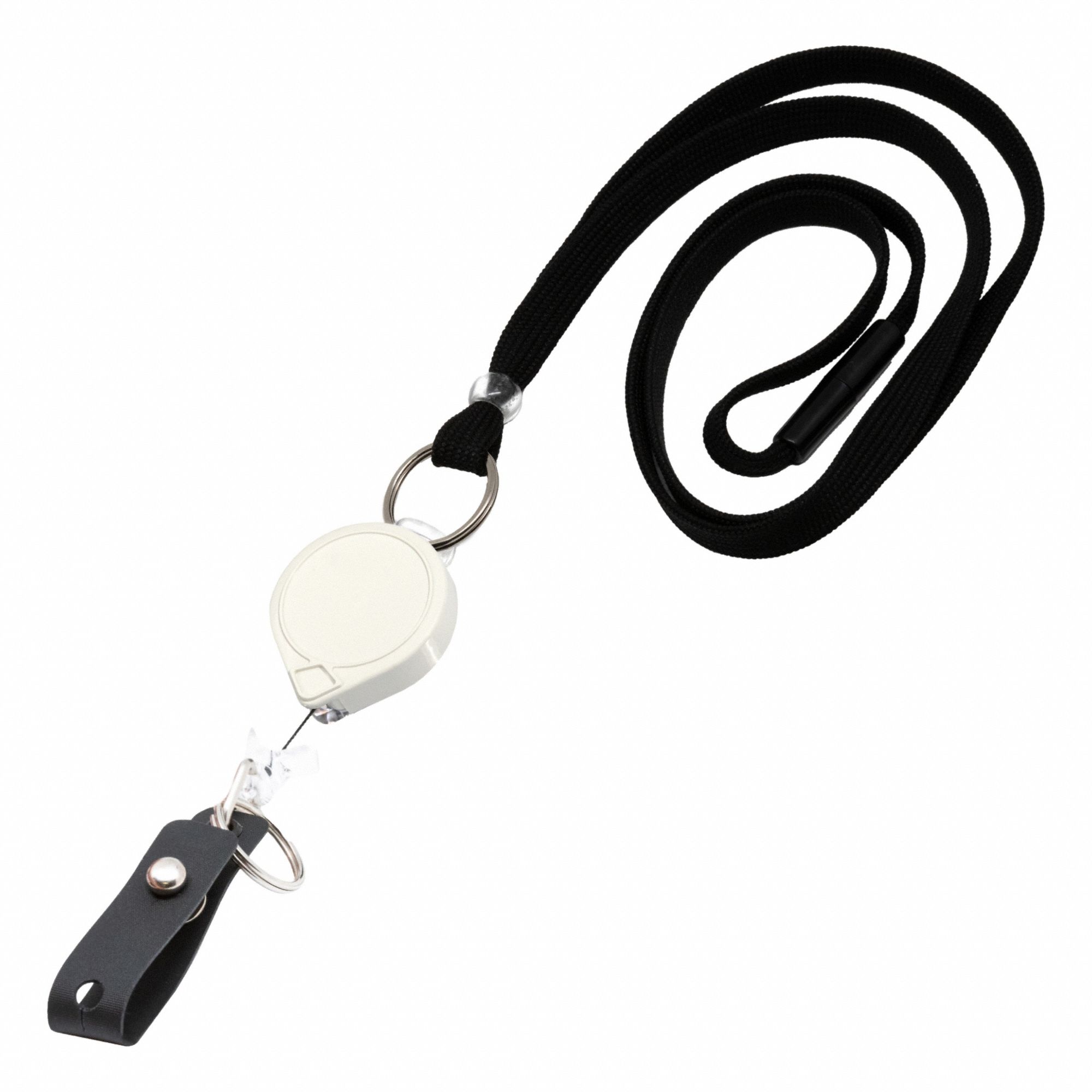 Badge Holder: Split Key Ring/Strap, Horizontal/Vertical, 1/2 in Badge Pouch Wd, 2 in Badge Pouch Ht