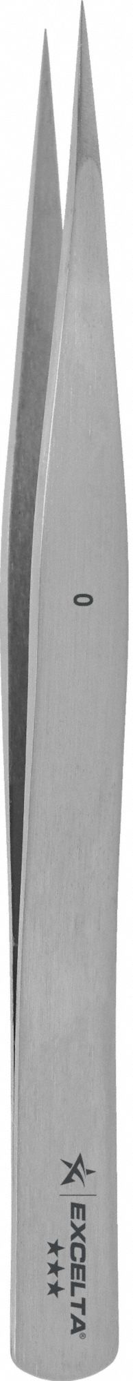 Tweezers: Carbon Steel, Point, Straight Tip, 0.004 in Tip Thick