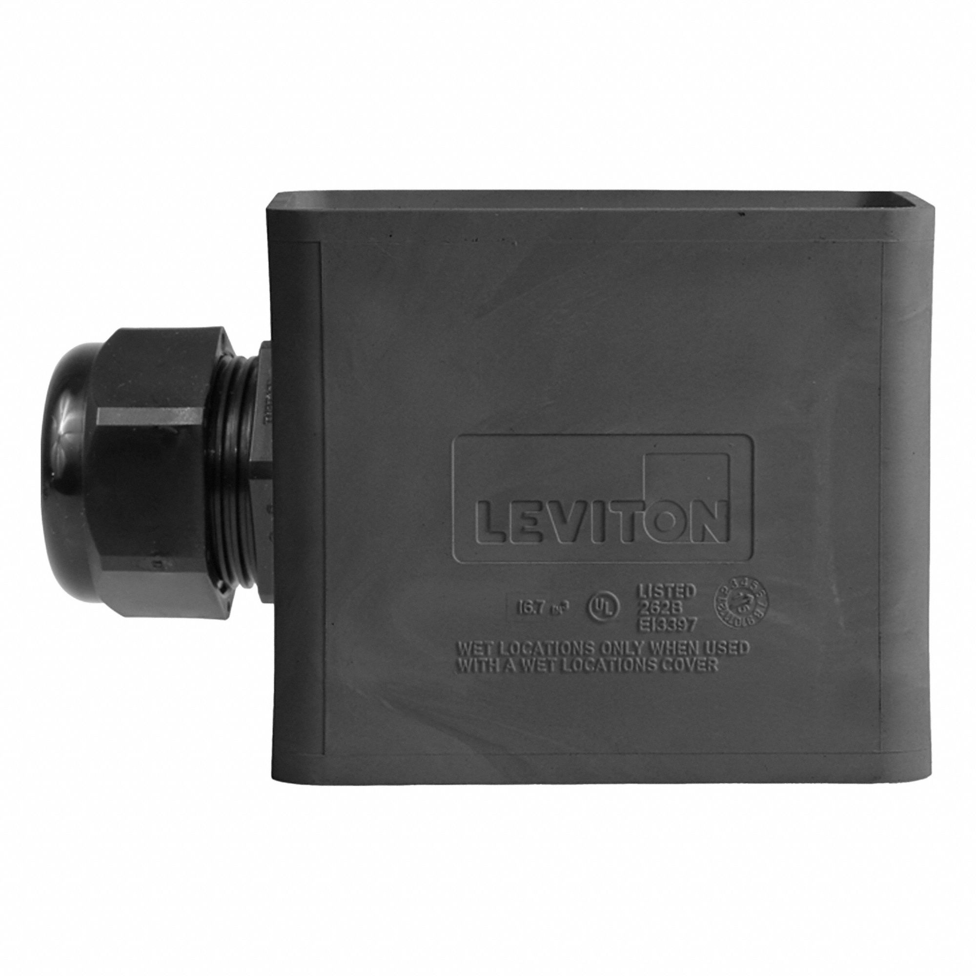 Portable Outlet Box: Portable Outlet Box, 1 Gangs, 3R, Black, 3 3/8 in Overall Ht