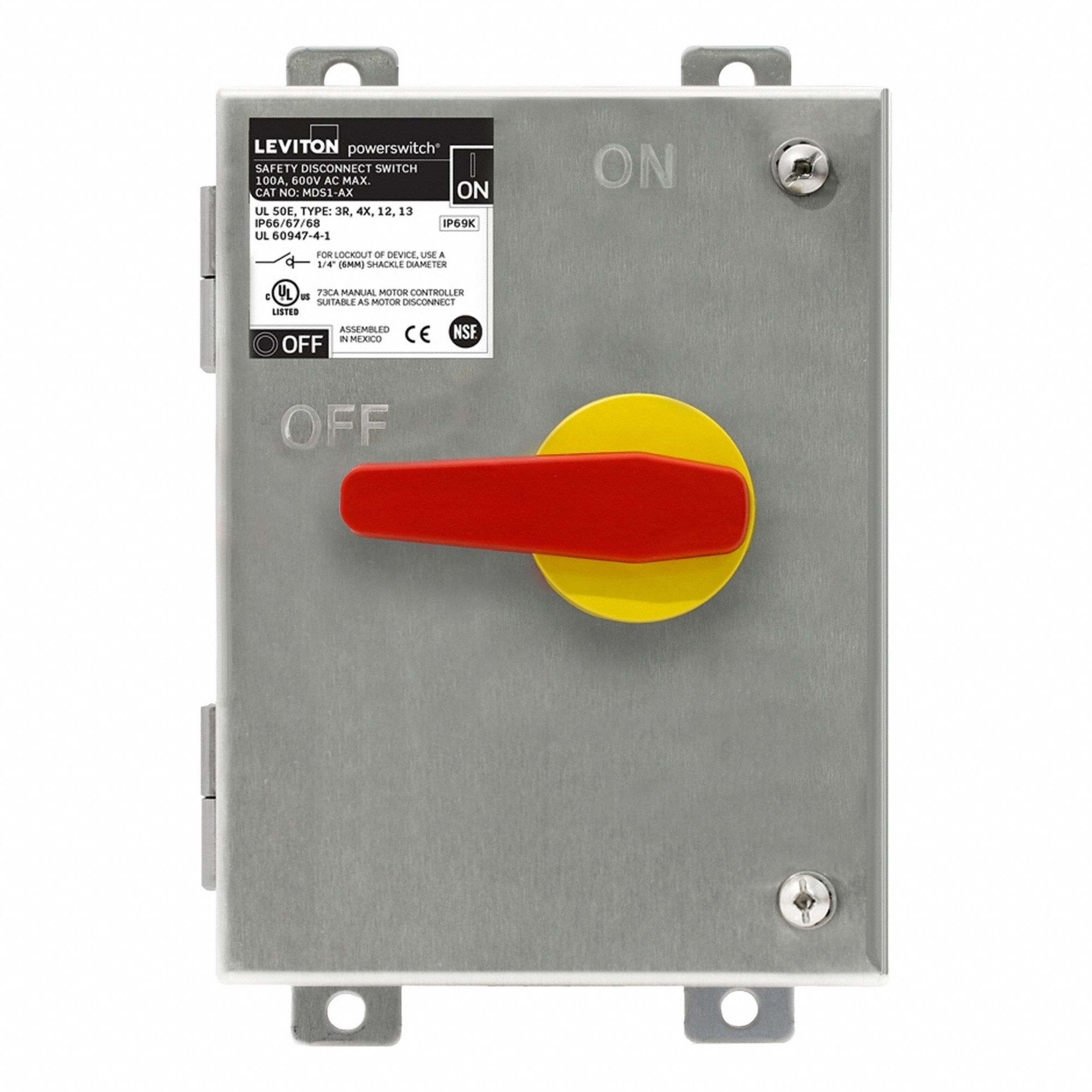 Disconnect Switch: Non-Fusible, 100 A, Single or Three Phase, 600V AC, 304 Stainless Steel
