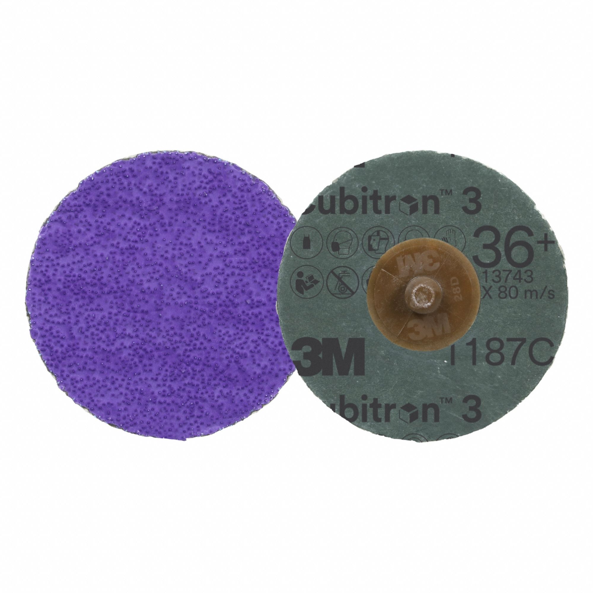 Quick-Change Disc: TR, 2", Ceramic, 36 Grit, YF Wt Fiber, 1187C, 50 PK