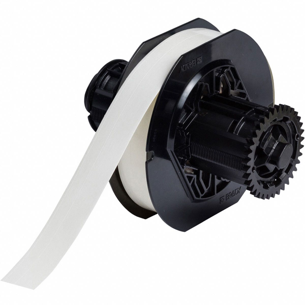 Continuous Label Stock: 5/16 in, 5/16 in x 85 ft, Vinyl, White