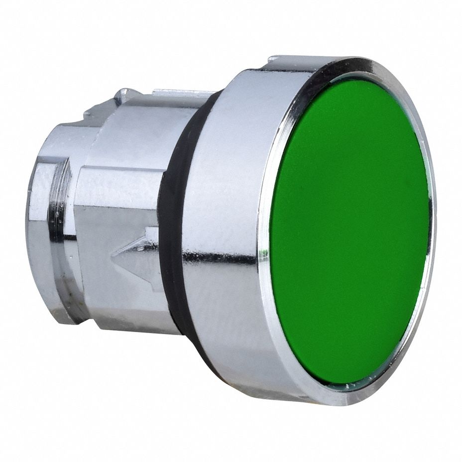 Flush Push Button: Green, 22 mm Mounting Size, Metallic, Maintained