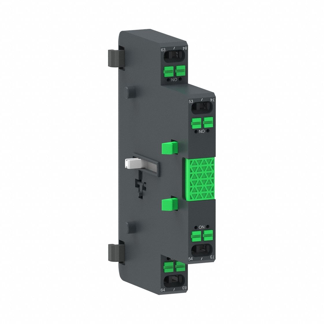 Auxiliary contact block: 2NO, 10 A Max Current (AC), Side Mount, Side-Mounted