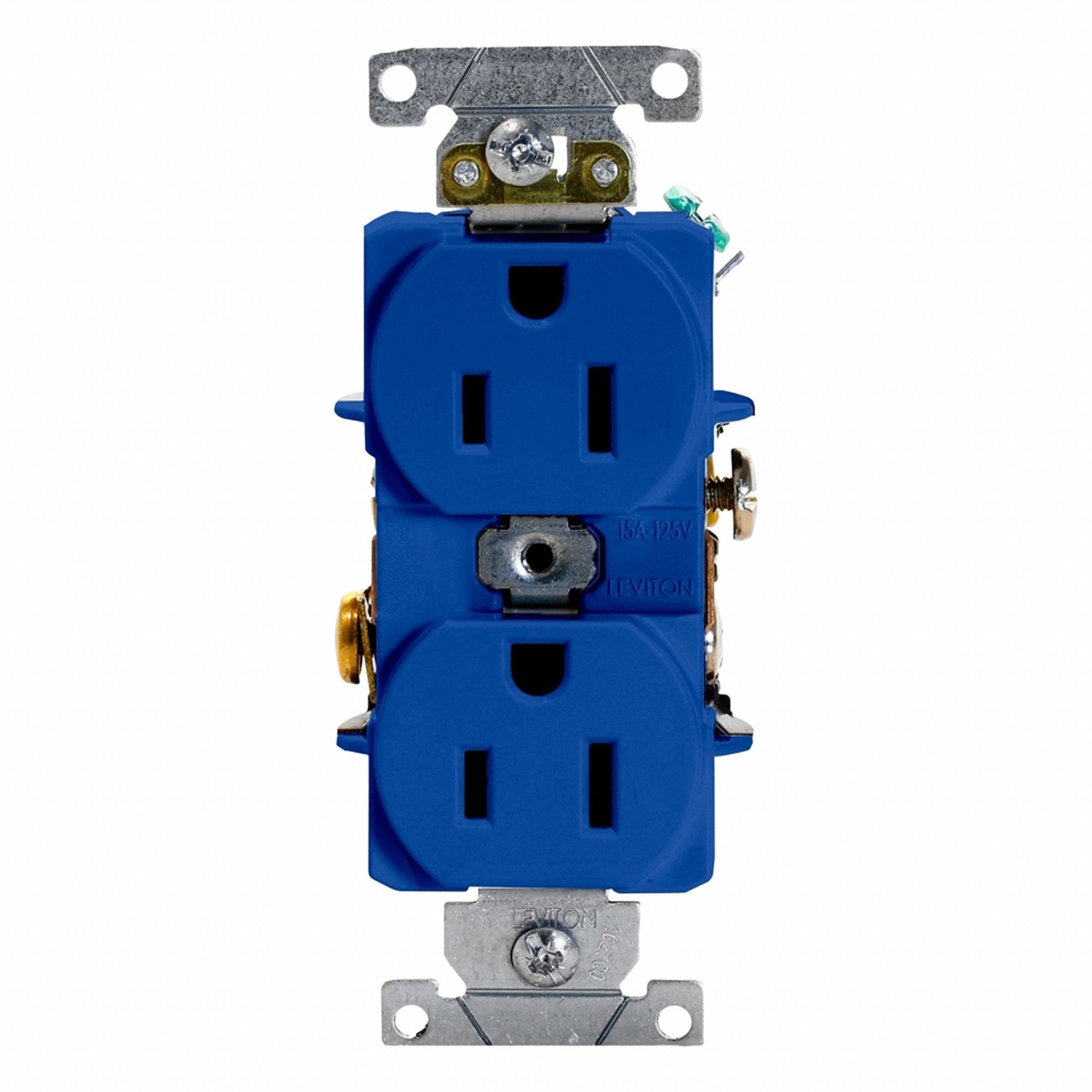 Duplex Receptacle Outlet: Duplex, 5-15R, 125V AC, 15 A, Blue, 2 Pole / 3 Wire