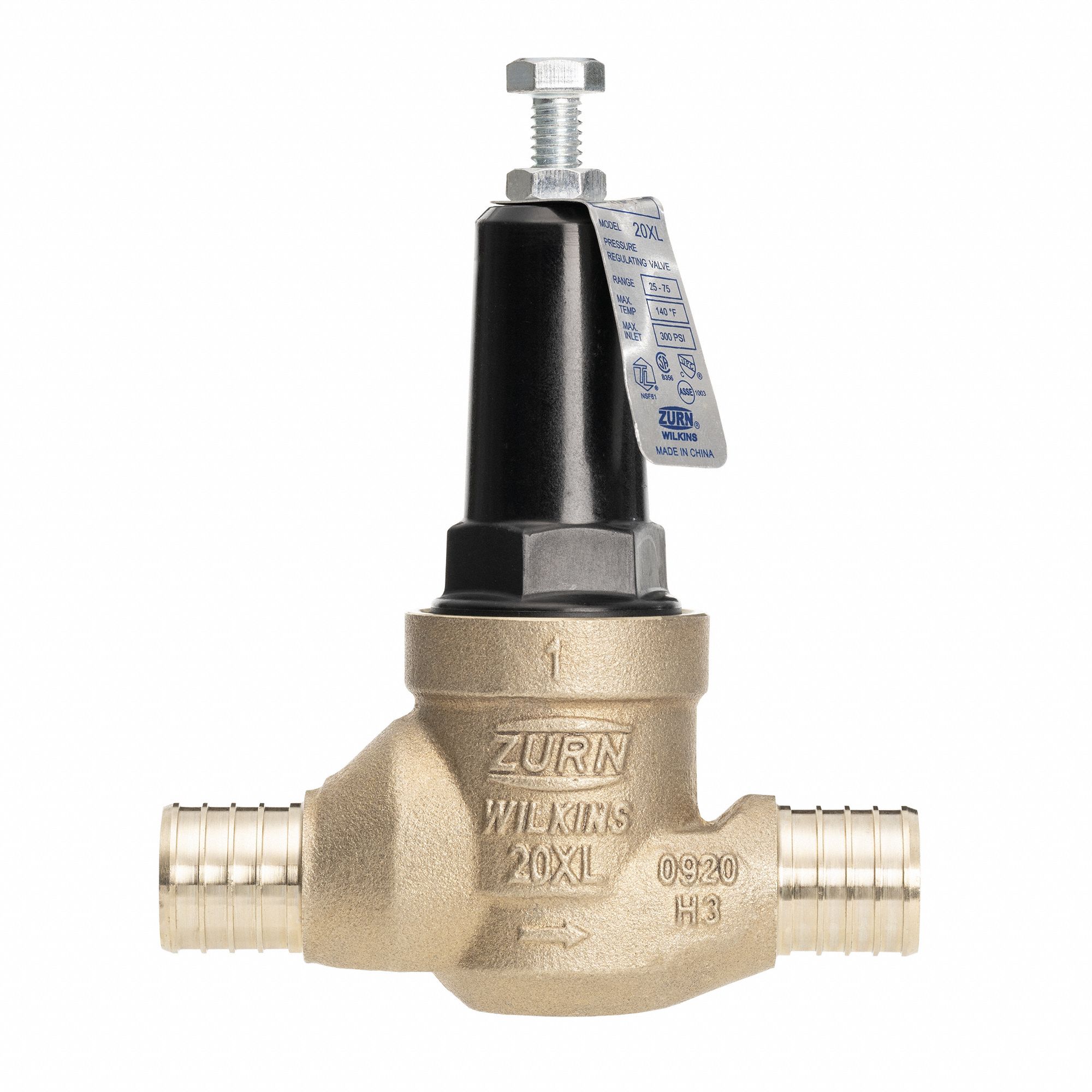 Water Pressure Reducing Valve: Press x Press, 1 in Pipe Size, Cast Bronze, 25 psi to 75 psi