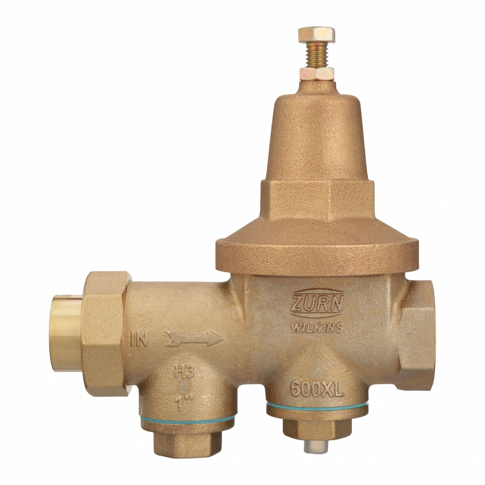 Water Pressure Reducing Valve: FNPT, 1 1/2 in Pipe Size, Cast Bronze, 25 psi to 75 psi, NPT