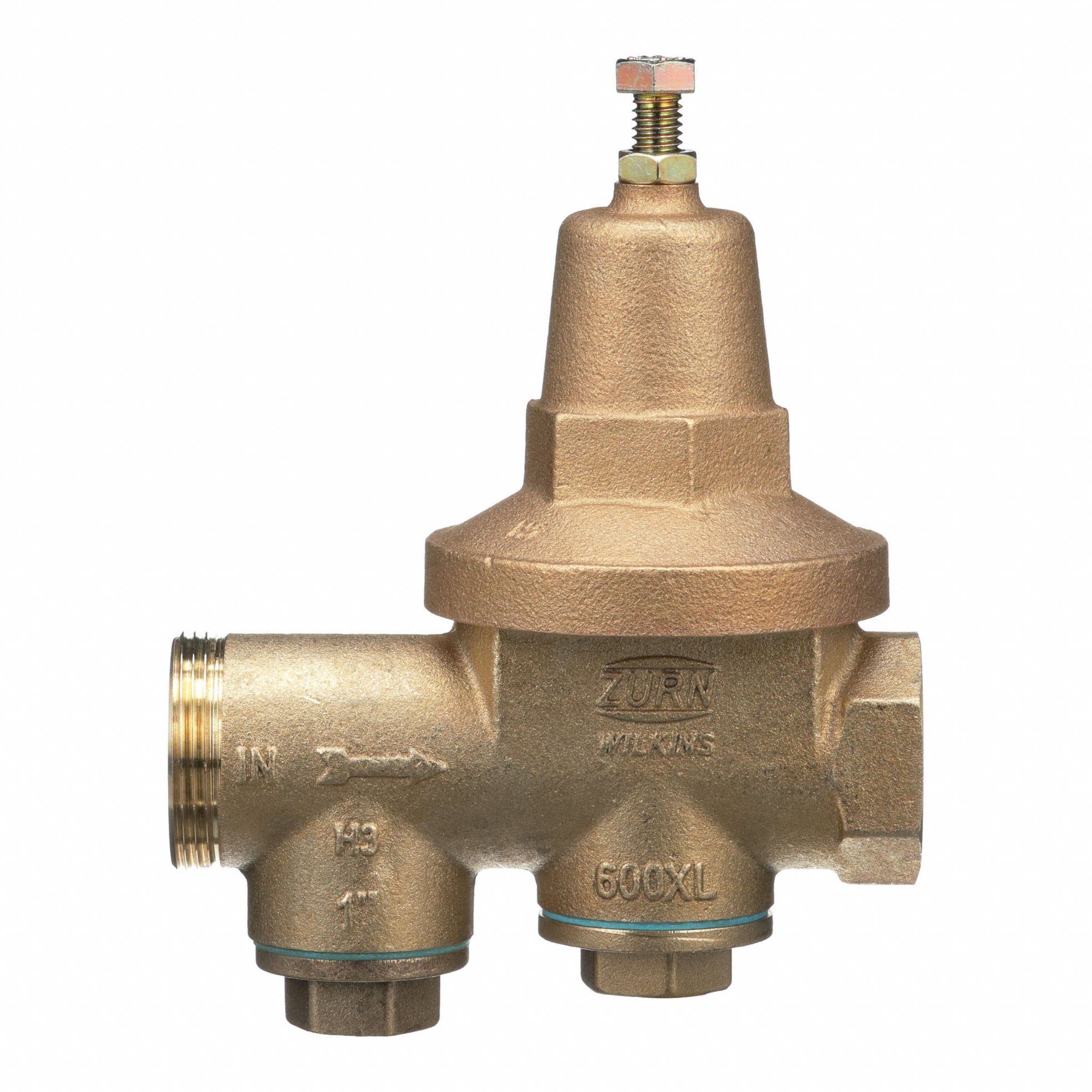 Water Pressure Reducing Valve: FNPT x FNPT, 1 in Pipe Size, Cast Bronze, 25 psi to 75 psi